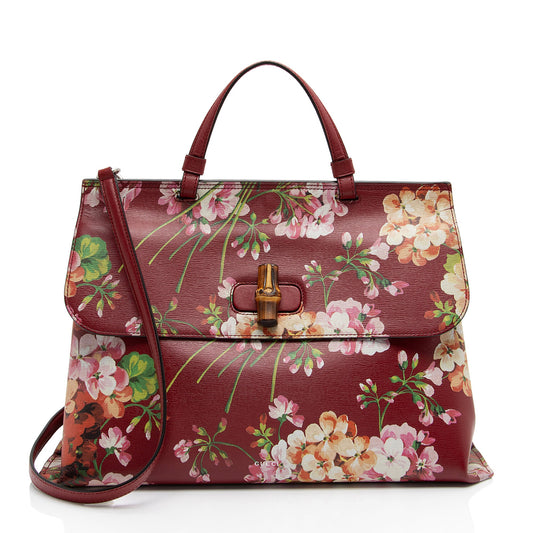 Gucci Leather Blooms Bamboo Daily Large Satchel (SHF-leOK1R)