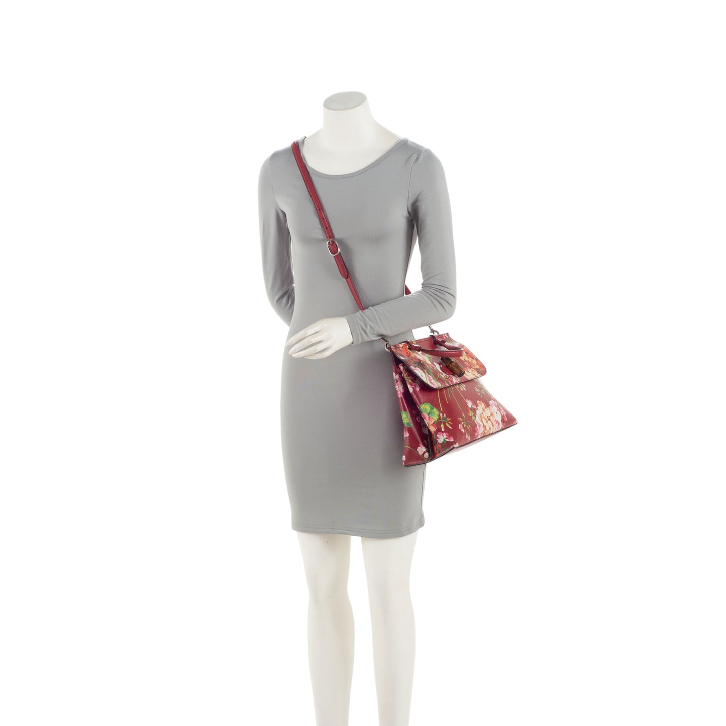 Gucci Leather Blooms Bamboo Daily Medium Satchel (SHF-YKON9B)