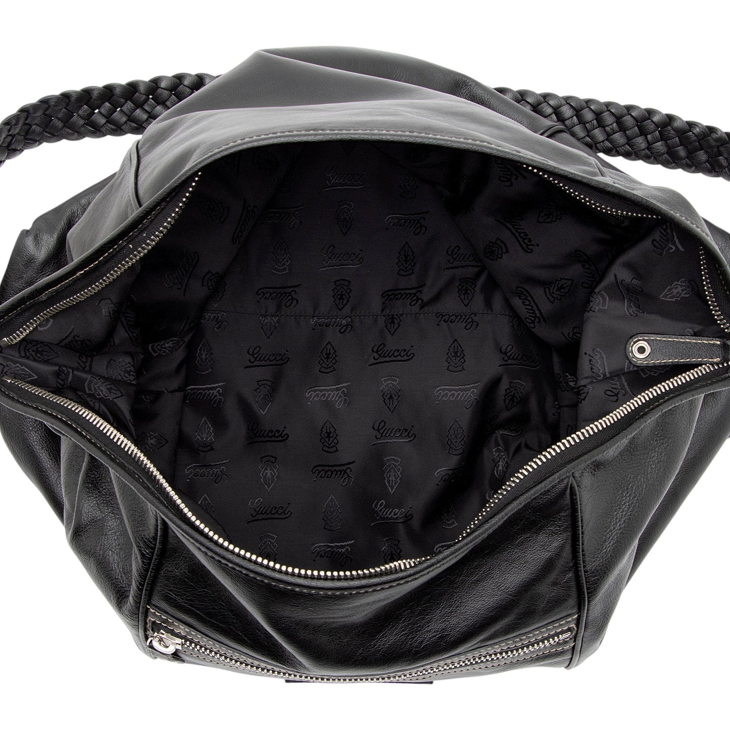 Gucci Leather Braided Large Shoulder Bag