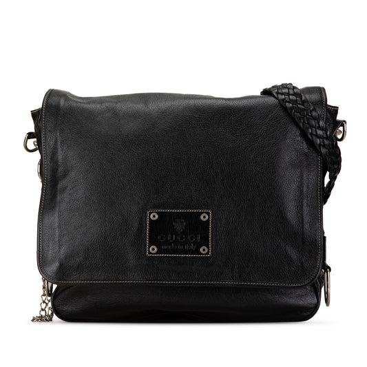 Gucci Leather Crest Chain Messenger Bag (SHG-FgBsnS)