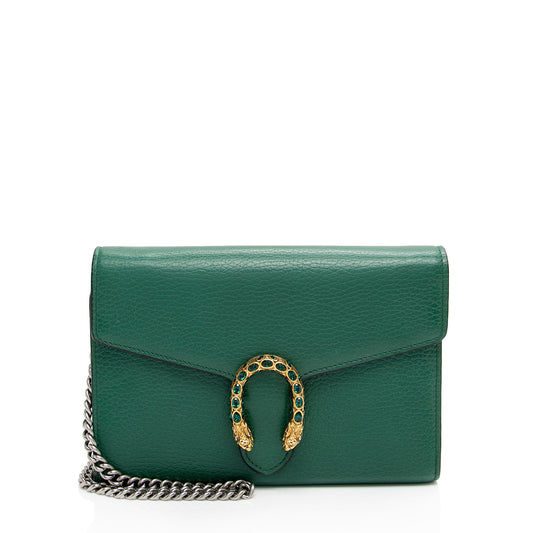 Gucci Leather Crystal Dionysus Chain Wallet (SHF-lfofdz)