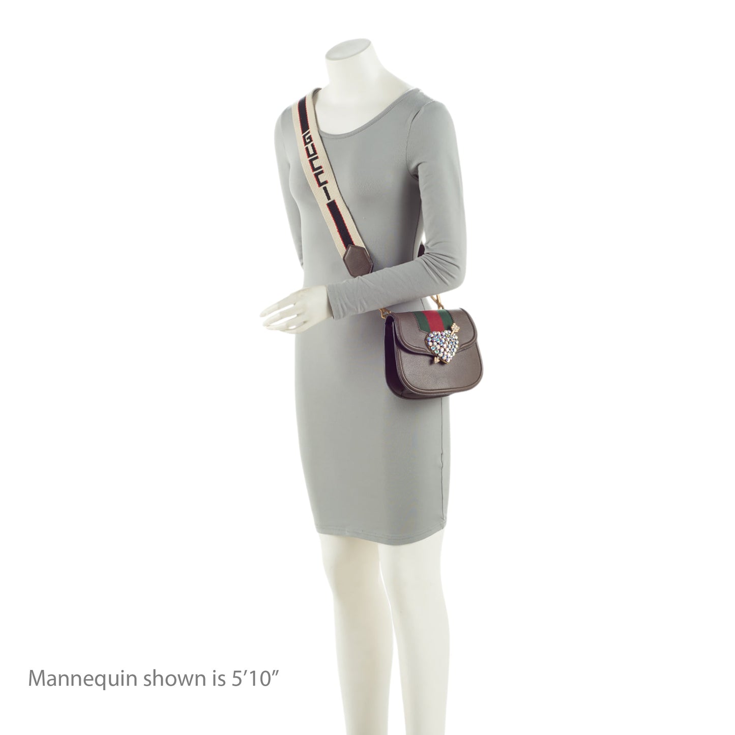Gucci Leather Crystal Heart Linea Totem Small Crossbody