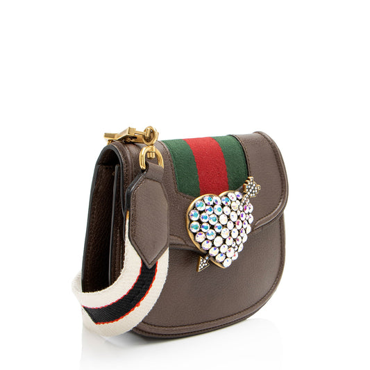 Gucci Leather Crystal Heart Linea Totem Small Crossbody
