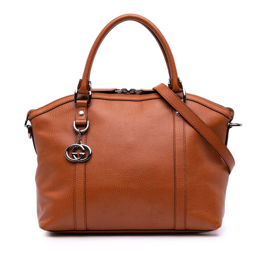 Gucci Leather GG Charm Dome Satchel