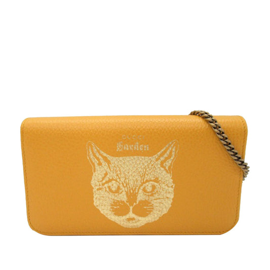 Gucci Leather Garden Mystic Cat Wallet On Chain (SHG-dyQiiF)