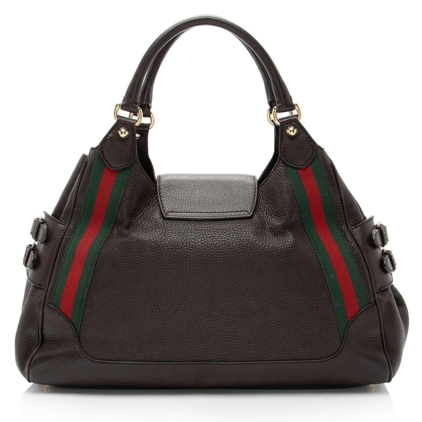 Gucci Leather Heritage Web Buckle Medium Satchel