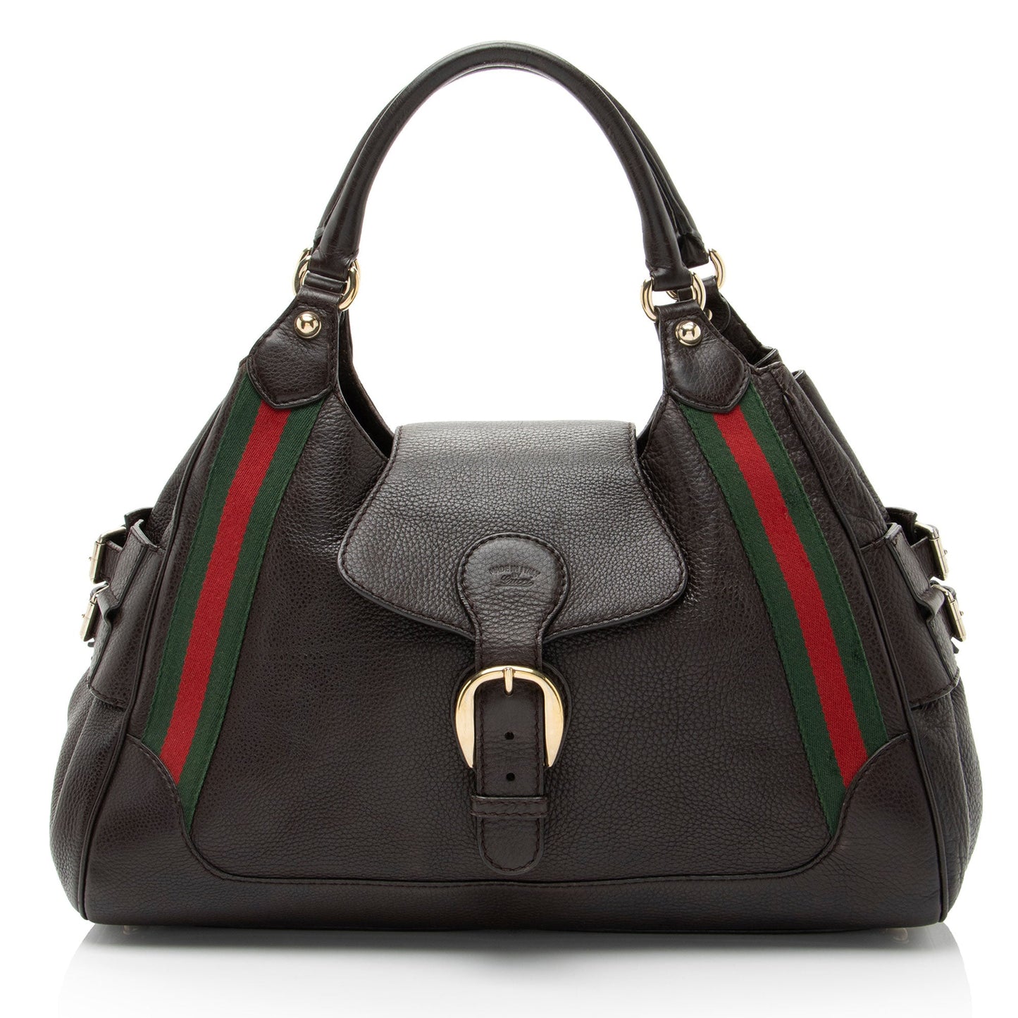 Gucci Leather Heritage Web Buckle Medium Satchel