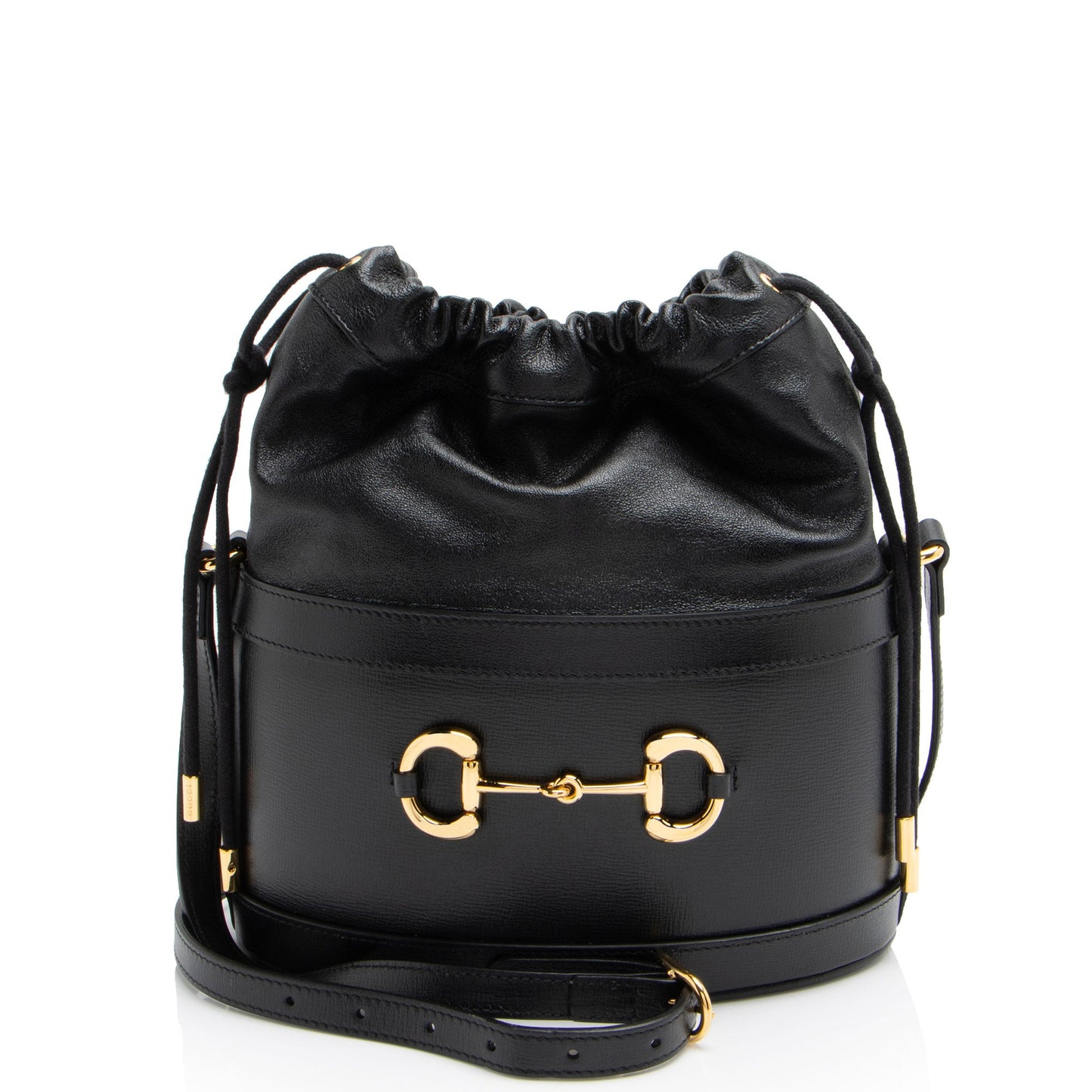 Gucci Leather Horsebit 1955 Drawstring Bucket Bag (SHF-LUUWQJ)