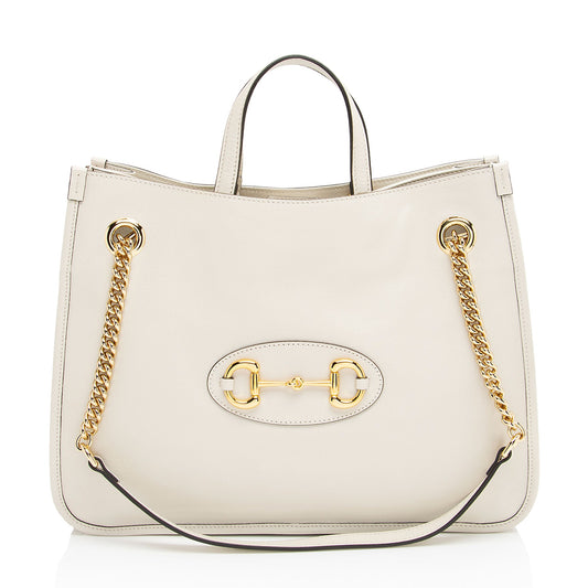 Gucci Leather Horsebit 1955 Medium Tote (SHF-BigRbj)