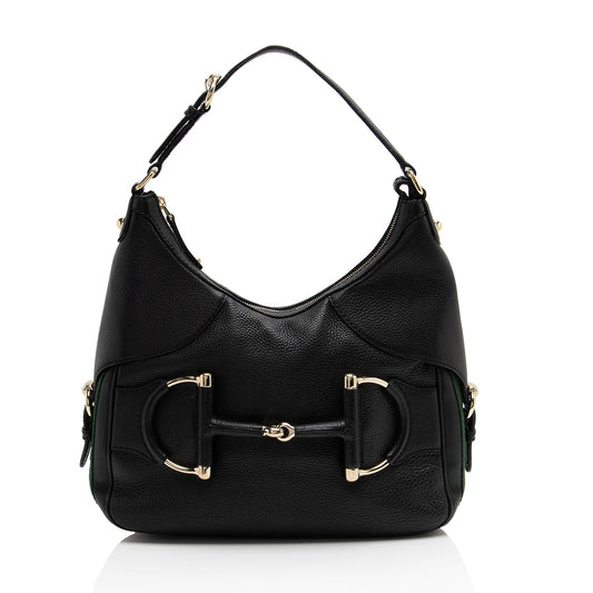 Gucci Leather Web Heritage Horsebit Large Hobo (SHF-yRvuke)