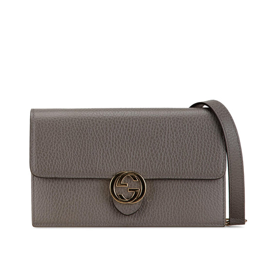 Gucci Leather Interlocking G Dollar Wallet on Chain (SHG-hAQbC2)