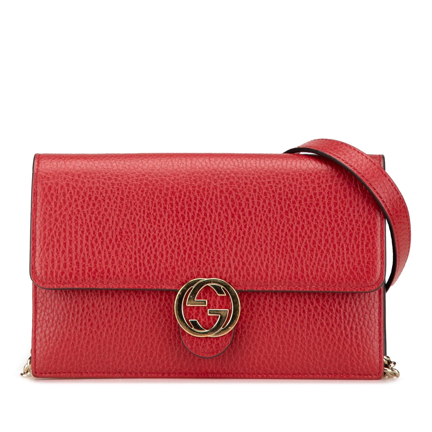 Gucci Leather Interlocking G Dollar Wallet on Chain