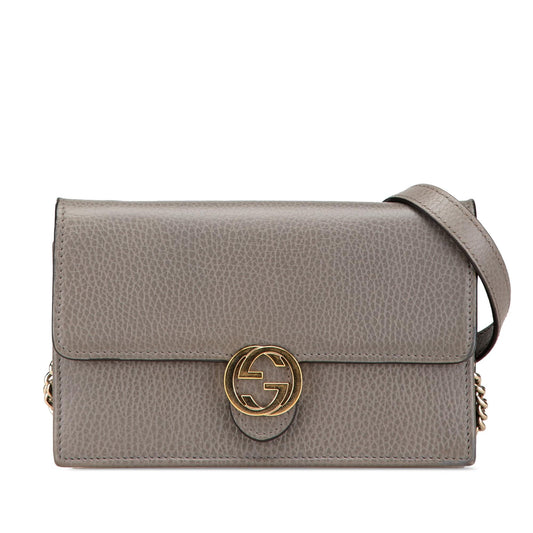 Gucci Leather Interlocking G Dollar Wallet on Chain