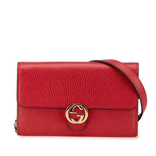 Gucci Leather Interlocking G Dollar Wallet on Chain