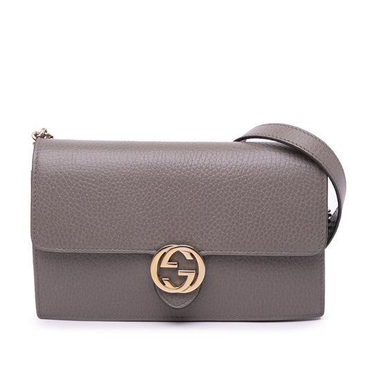 Gucci Leather Interlocking G Dollar Wallet on Chain
