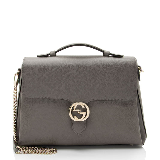 Gucci Leather Interlocking G Medium Top Handle