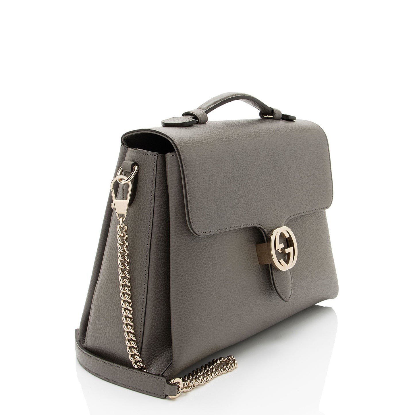 Gucci Leather Interlocking G Medium Top Handle