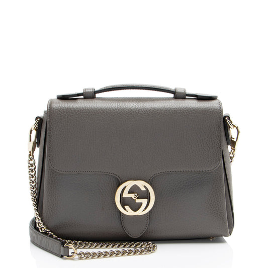 Gucci Leather Interlocking G Small Top Handle (SHF-ug7uku)