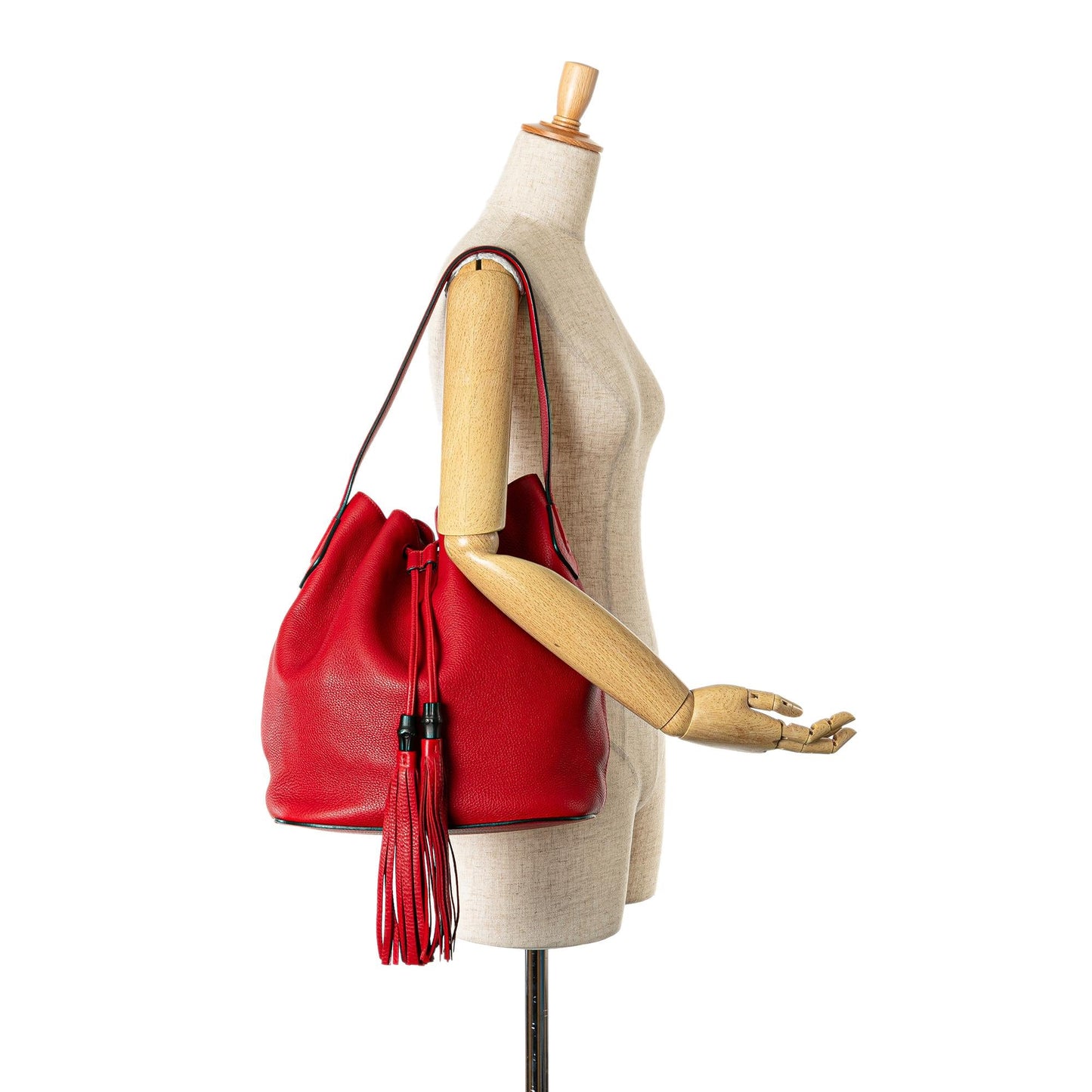 Gucci Leather Lady Tassel Bucket Bag (SHG-uZdZdK)