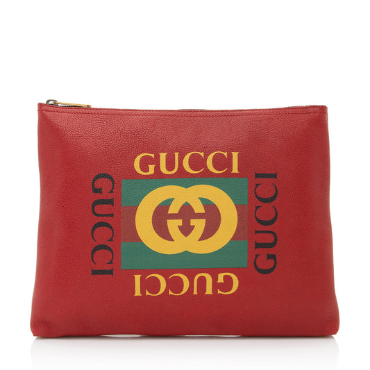 Gucci Leather Logo Zip Pouch (SHF-22192)