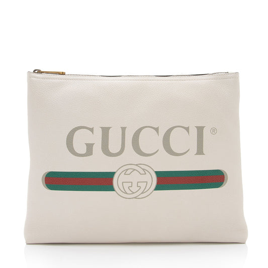 Gucci Leather Logo Zip Pouch (SHF-voC0bh)