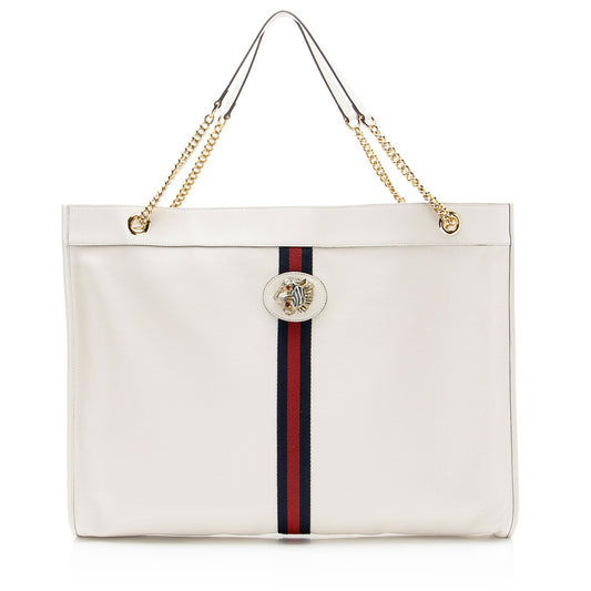 Gucci Leather Rajah Maxi Tote (SHF-rKkXgP)