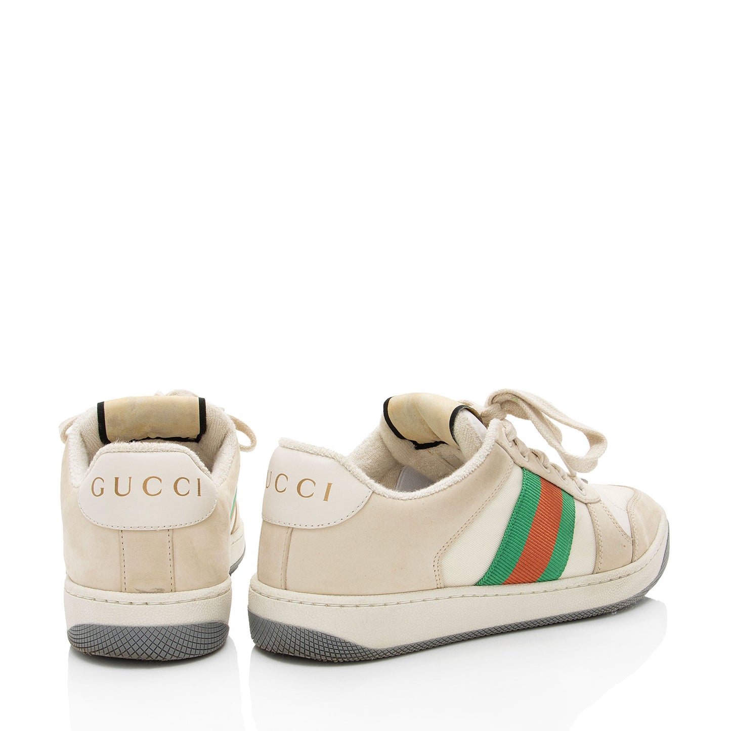Gucci Leather Web Screener Sneakers - Size 5.5 / 35.5