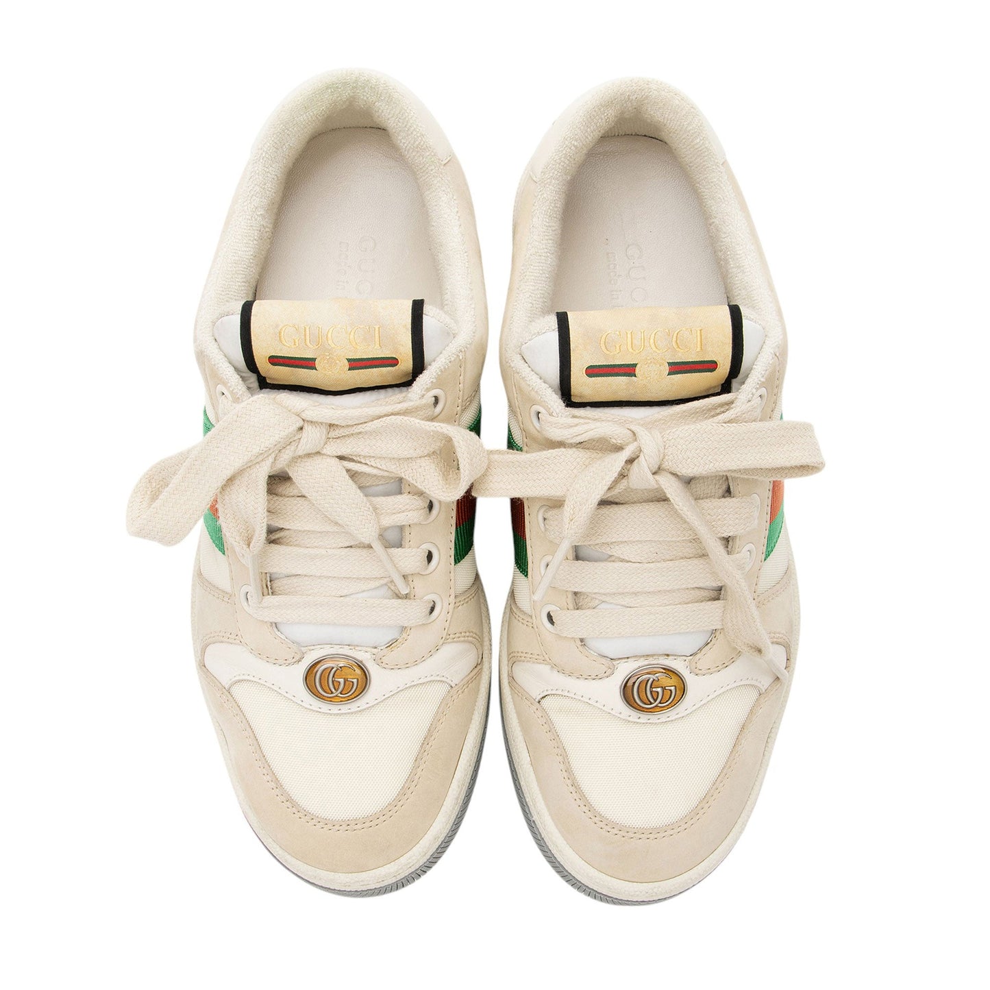 Gucci Leather Web Screener Sneakers - Size 5.5 / 35.5