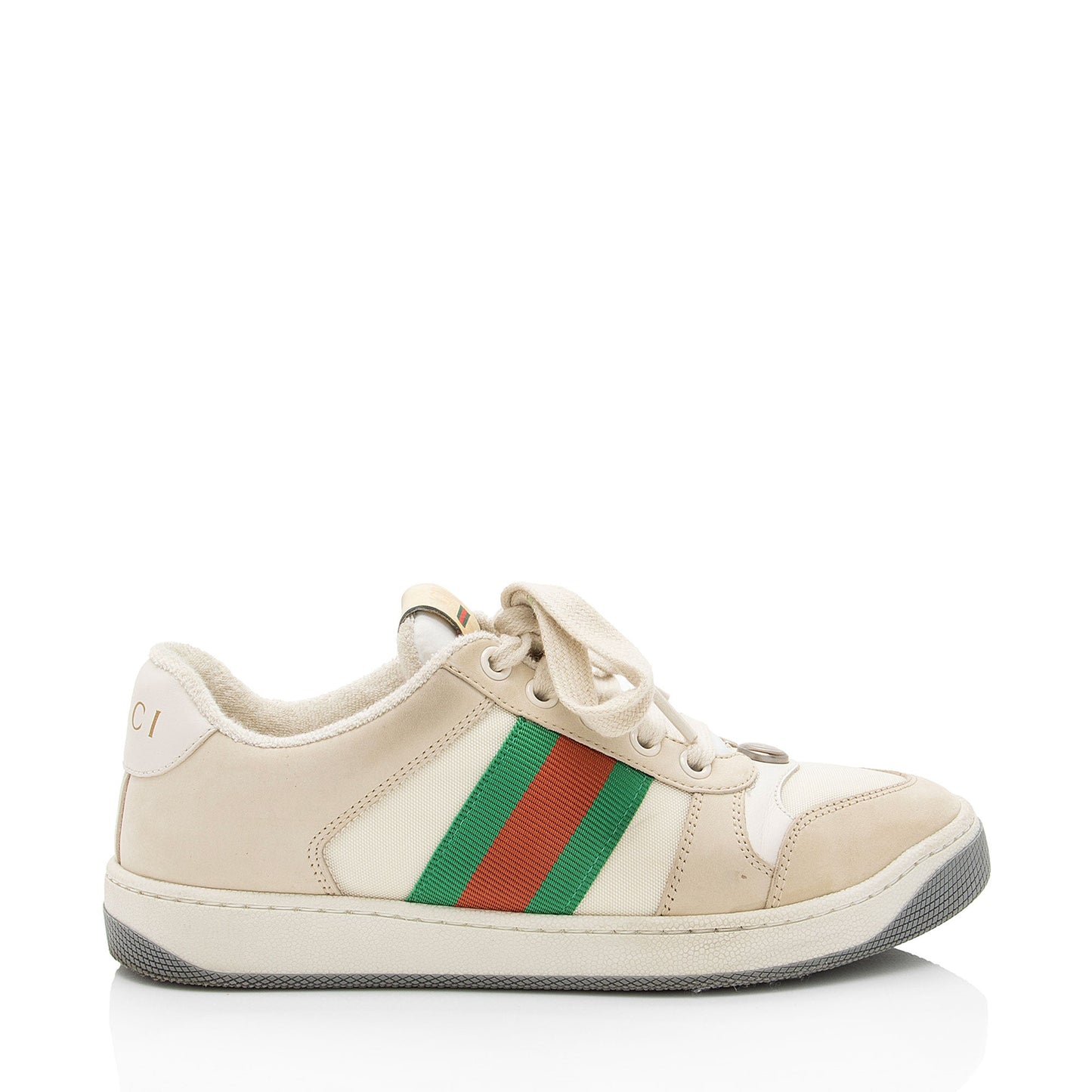Gucci Leather Web Screener Sneakers - Size 5.5 / 35.5
