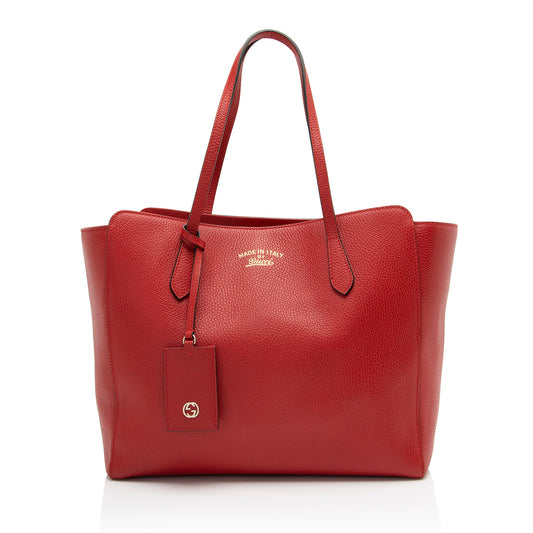 Gucci Leather Swing Medium Tote (SHF-uFCCUq)
