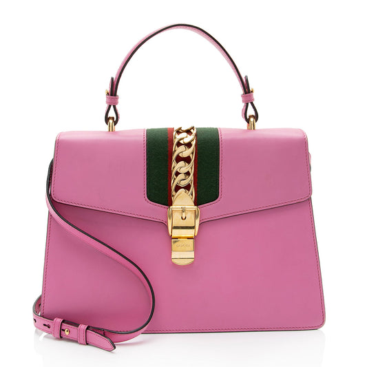 Gucci Leather Sylvie Medium Top Handle (SHF-h0LvZF)