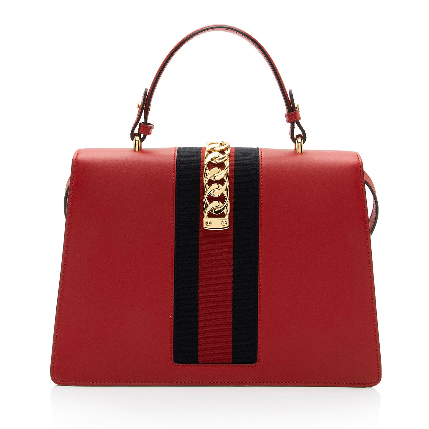 Gucci Leather Sylvie Top Handle Medium Satchel (SHF-BlCZi9)