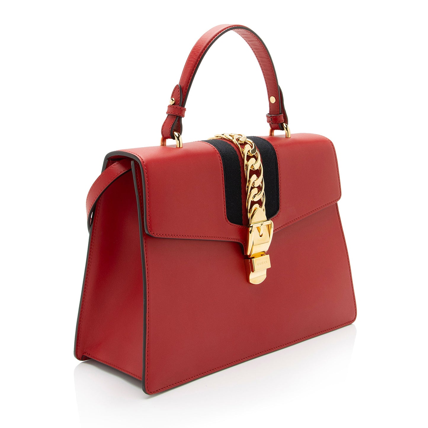 Gucci Leather Sylvie Top Handle Medium Satchel (SHF-BlCZi9)