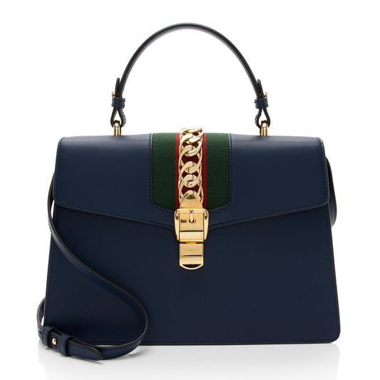 Gucci Leather Sylvie Medium Top Handle (SHF-s5Ji15)