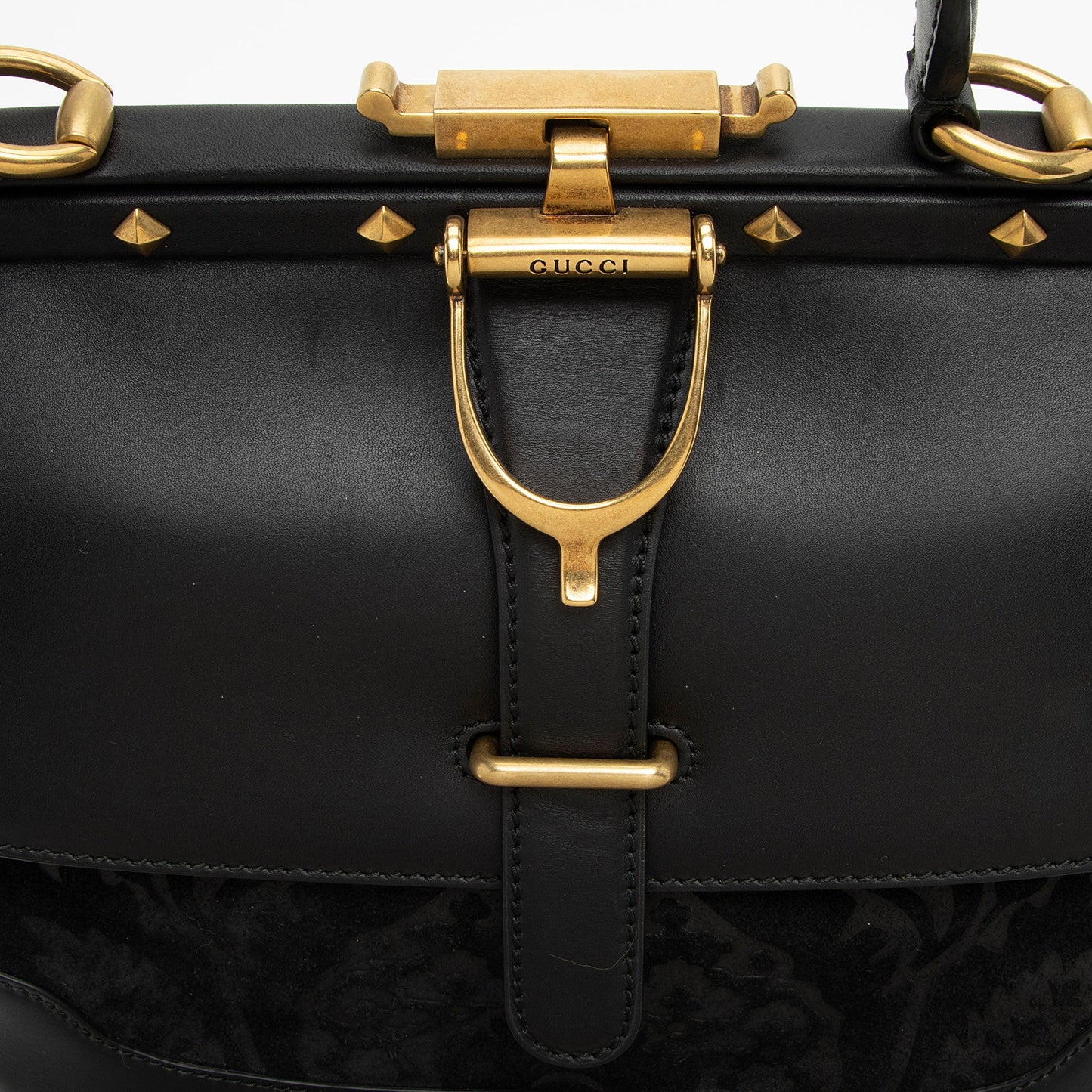Gucci Leather Velvet Lady Stirrup Top Handle