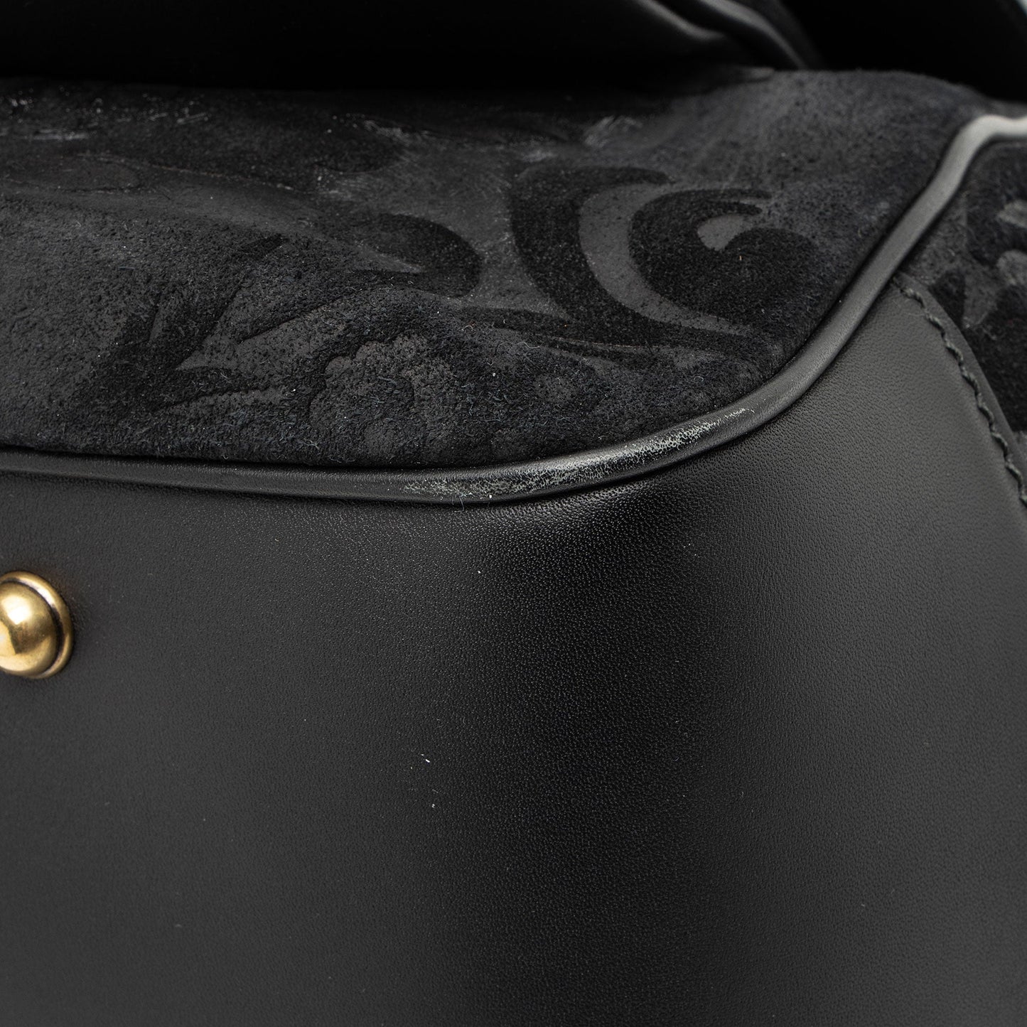 Gucci Leather Velvet Lady Stirrup Top Handle