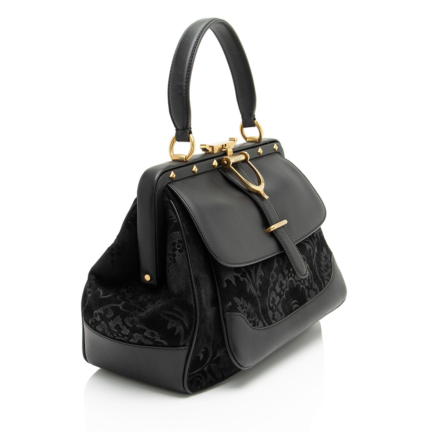 Gucci Leather Velvet Lady Stirrup Top Handle