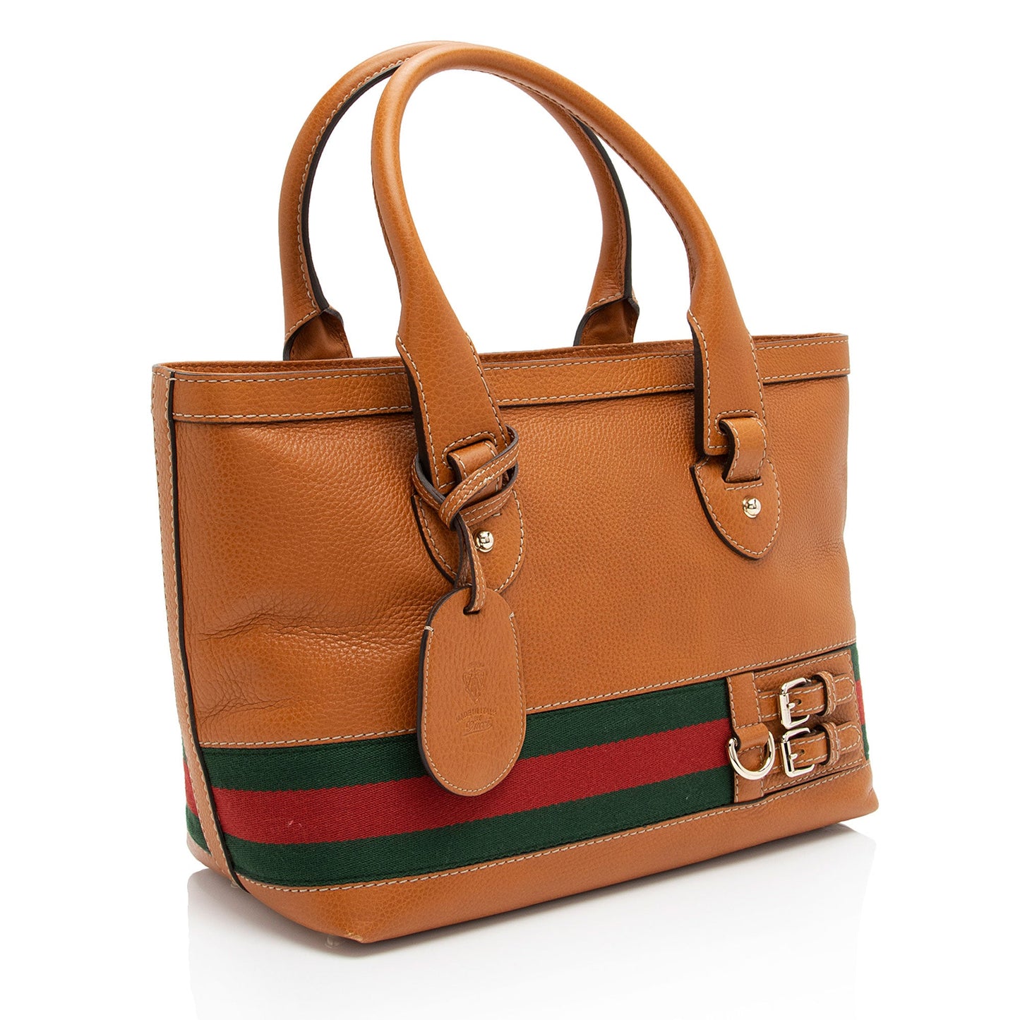 Gucci Leather Web Heritage Medium Tote (SHF-XXWAnW)