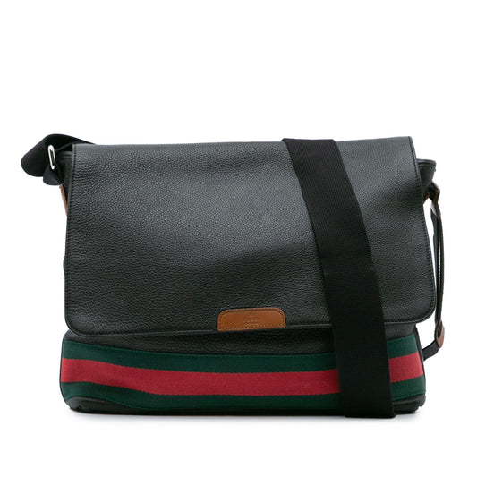 Gucci Leather Web Messenger Bag