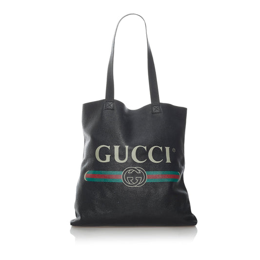 Gucci Logo Leather Tote Bag (SHG-29841)