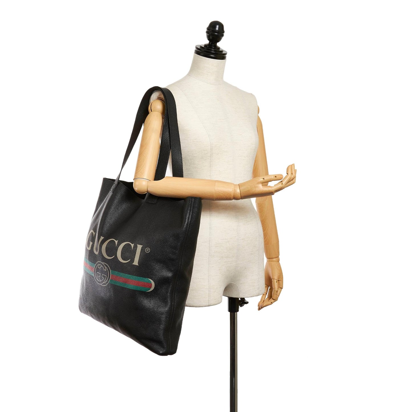 Gucci Logo Leather Tote Bag (SHG-29841)