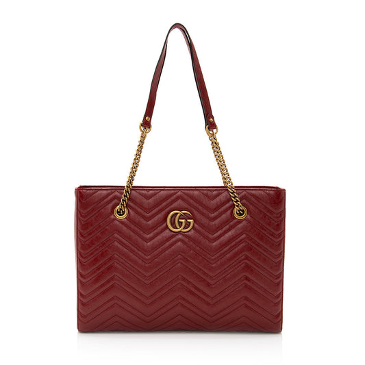 Gucci Matelasse Calfskin GG Marmont Medium Chain Tote (SHF-21108)
