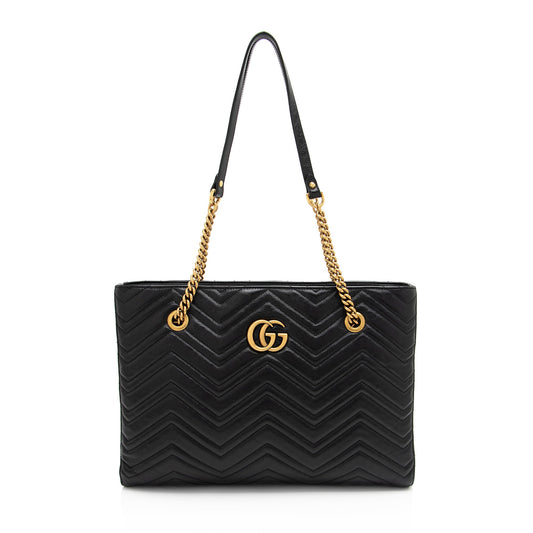 Gucci Matelasse Calfskin GG Marmont Medium Chain Tote