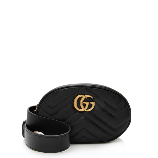 Gucci Matelasse Leather GG Marmont Belt Bag - Size 34 / 85 (SHF-22688)