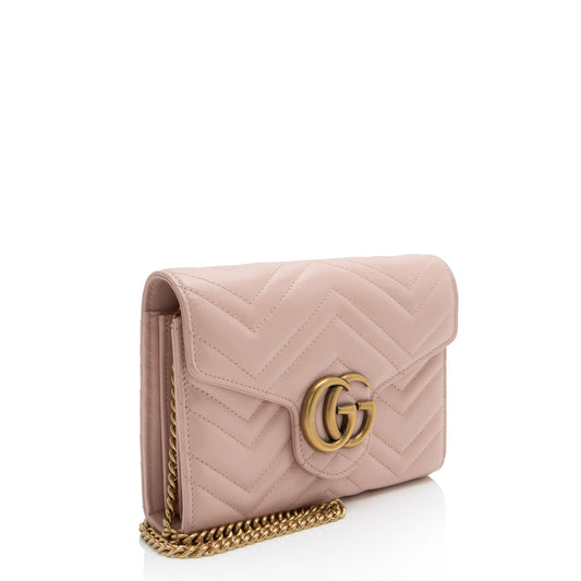 Gucci Matelasse Leather GG Marmont Mini Wallet on Chain