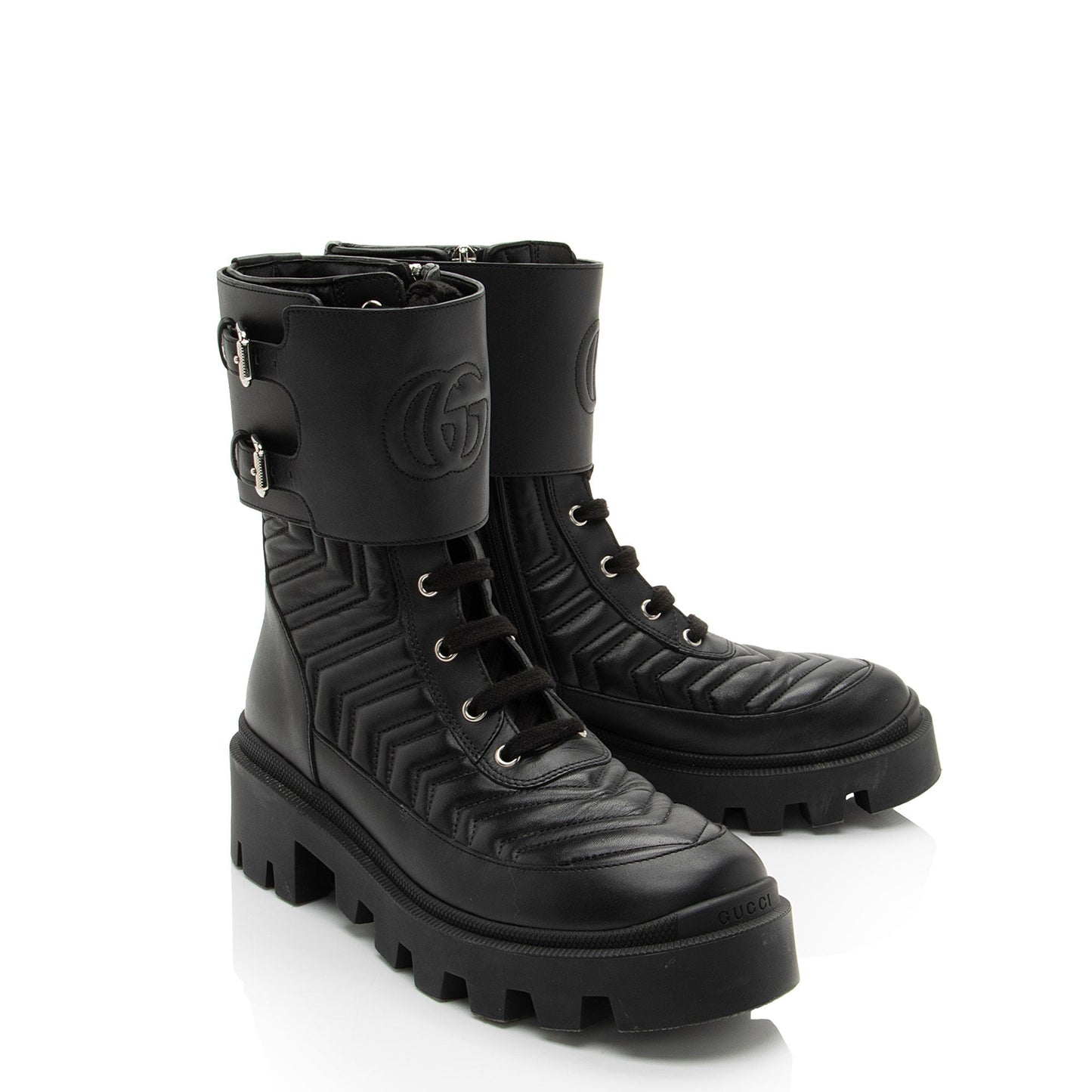 Gucci Matelasse Leather GG Marmont Charlotte Boots - Size 9 / 39