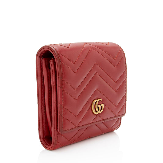 Gucci Matelasse Leather GG Marmont Compact Wallet