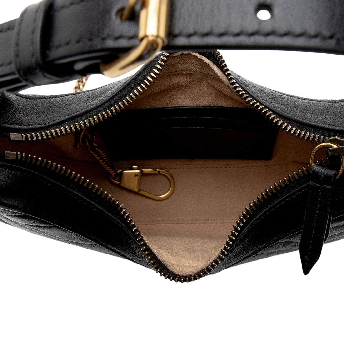 Gucci Matelasse Leather GG Marmont Half Moon Mini Shoulder Bag (SHF-KwqPFJ)
