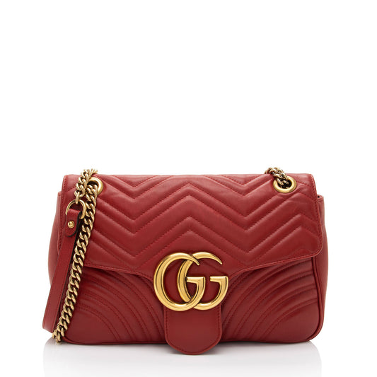 Gucci Matelasse Leather GG Marmont Medium Flap Bag (SHF-nwt9t4)