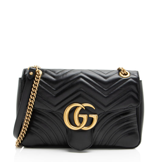 Gucci Matelasse Leather GG Marmont Medium Flap Bag (SHF-d4o6xL)